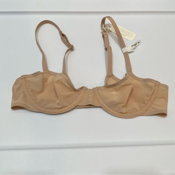 Aerie Smoothez Mesh Unlined Sands Tan Balconette Bra 34A - Picture 2 of 8